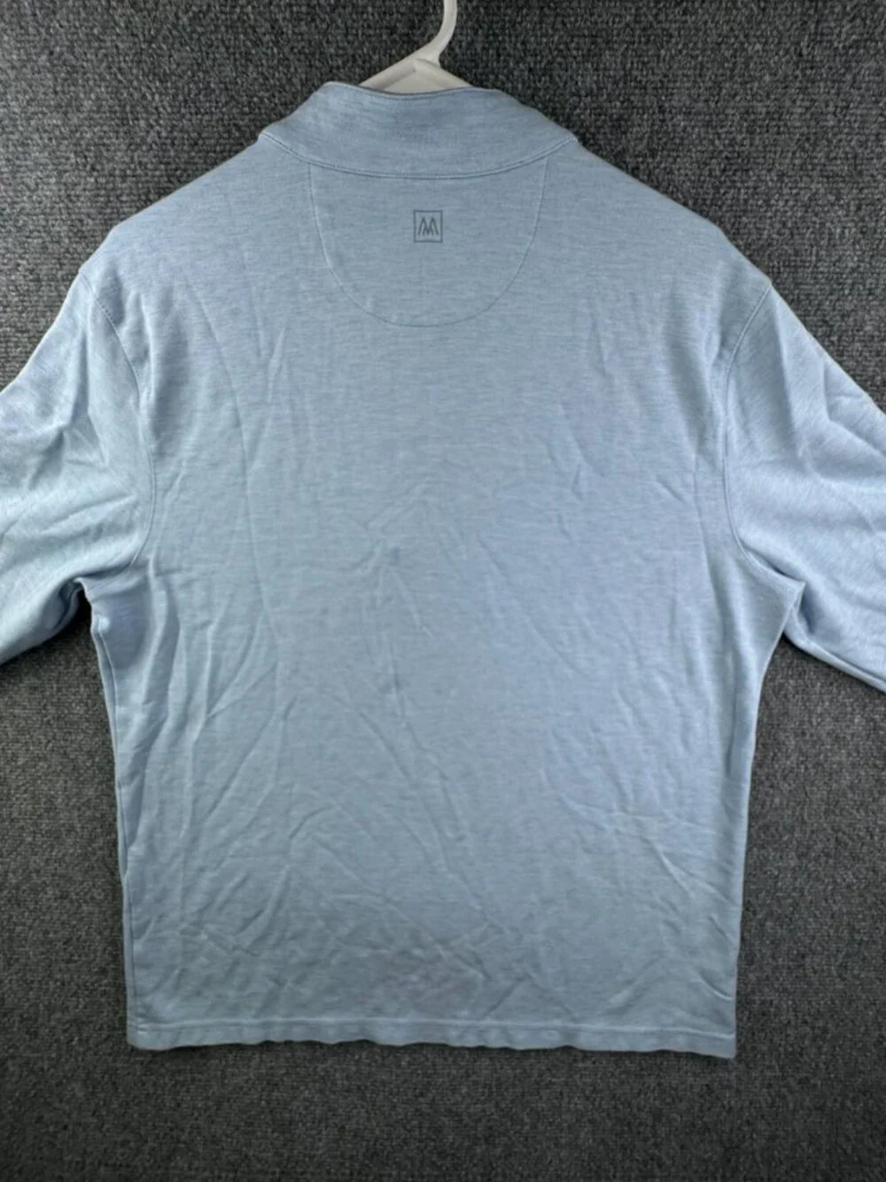 Mizzen Main Sweater Men Large Blue 1/4 Zip Pullover Casual Rayon Nylon Stretch